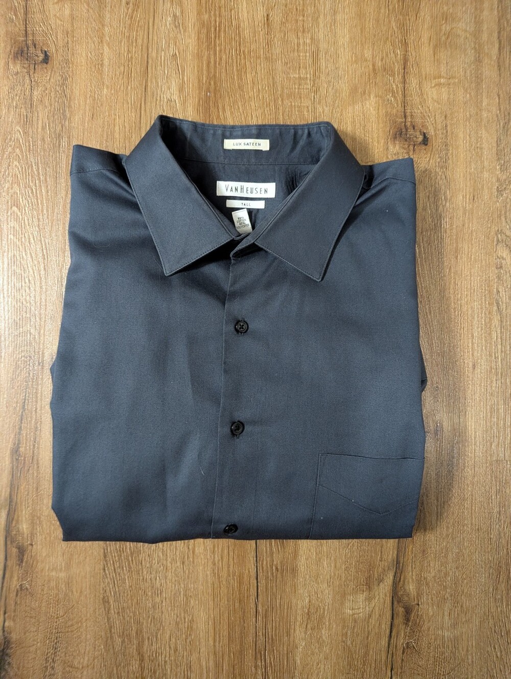 Van Heusen Men's Dark Gray Lux Sateen Dress Shirt